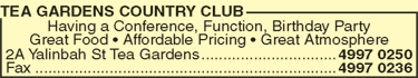 Tea Gardens Country Club & Motel - Melbourne Tourism 7
