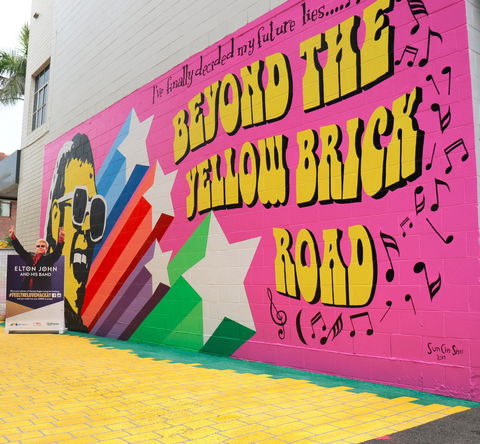 Yellow Brick Road And Elton John Mural - Melbourne Tourism 0